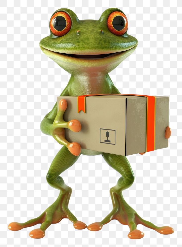 PNG Frog in delivery costume amphibian animal box.