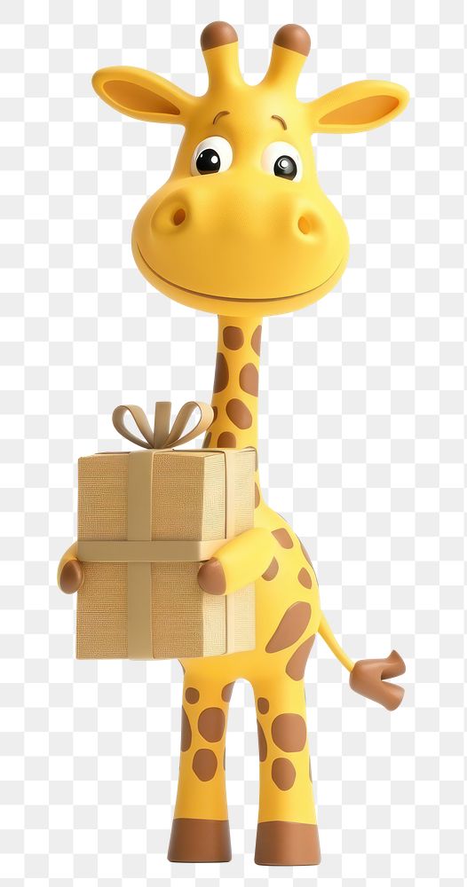 PNG Giraffe in delivery costume animal toy box
