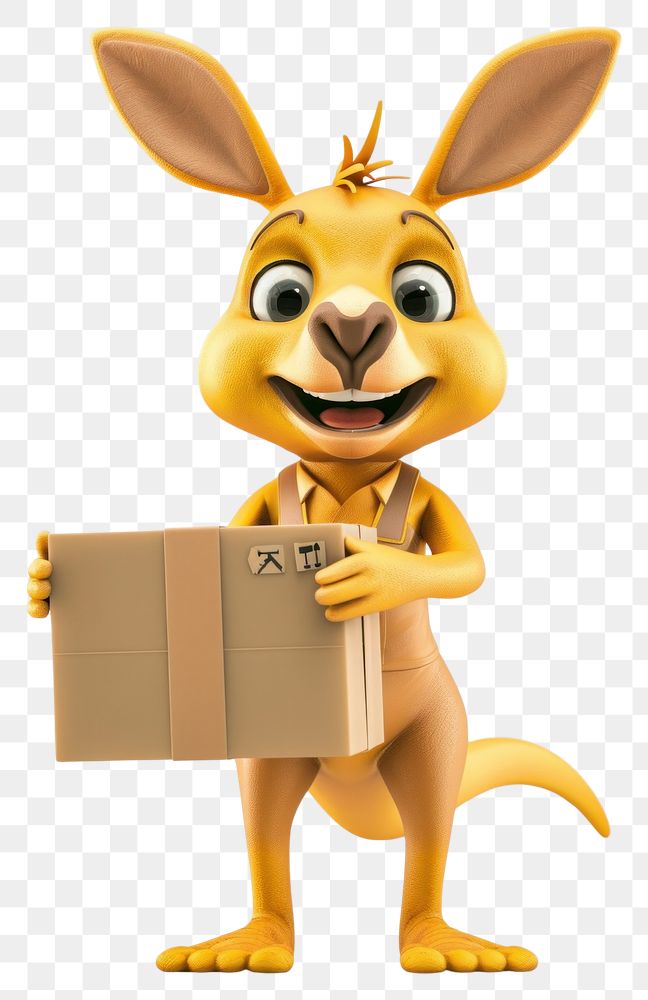 PNG Kangaroo in delivery costume cardboard animal cute.