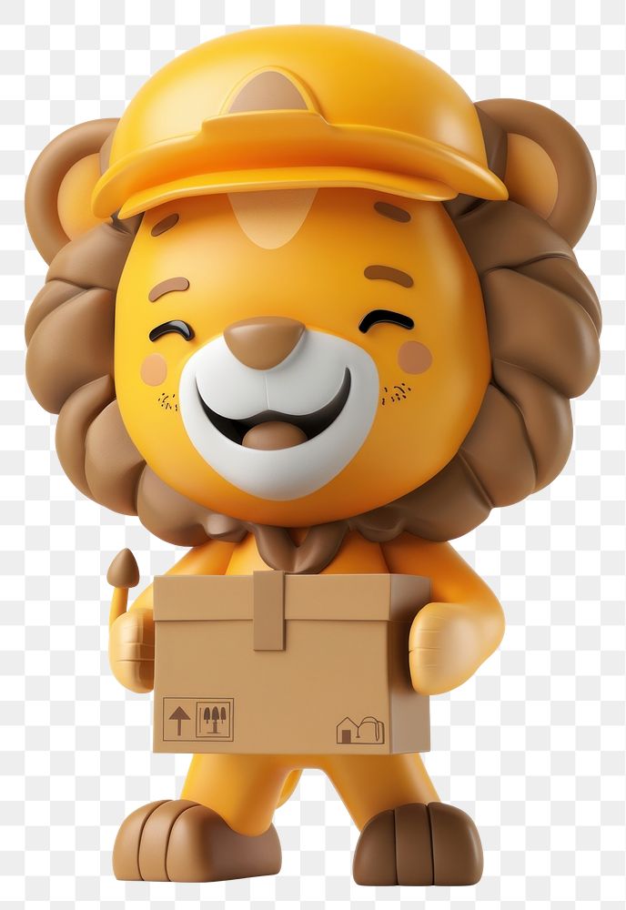 PNG Lion in delivery costume nature cute anthropomorphic.