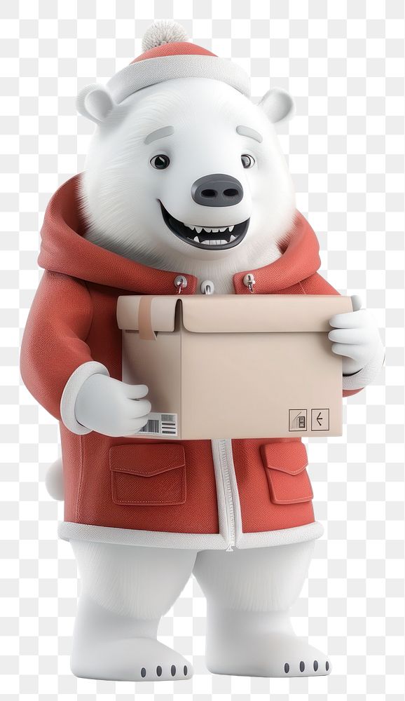 PNG Polar bear in delivery costume figurine mammal white.