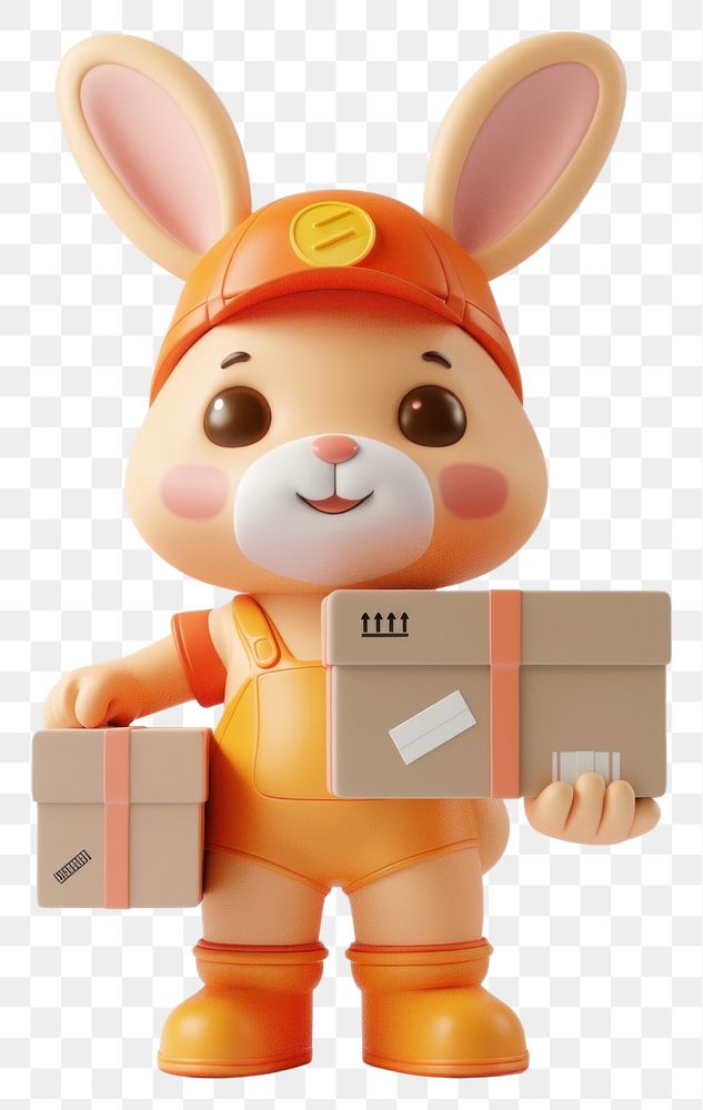 PNG Rabbit in delivery costume cute toy box