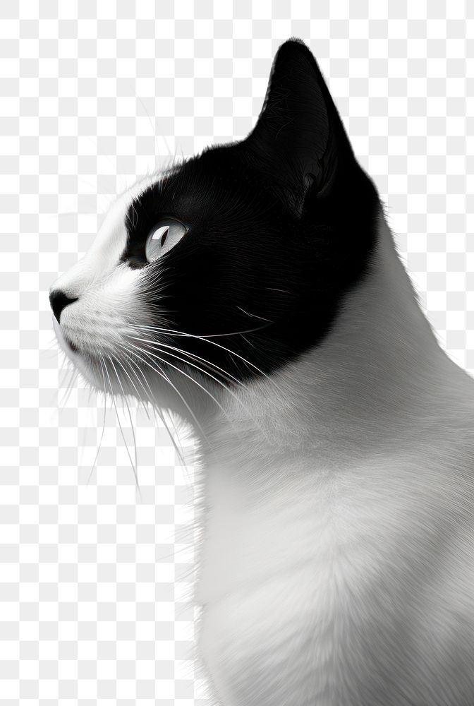 PNG A white cat animal mammal black. AI generated Image by rawpixel.