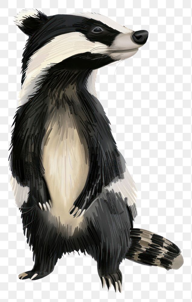 PNG Colored pencil texture illustration of badger wildlife animal mammal.