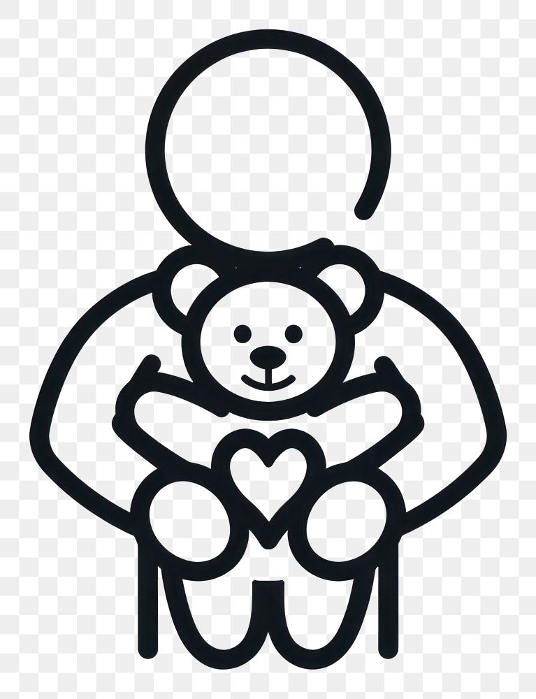 PNG Logo of person holding teddy bear line representation creativity.