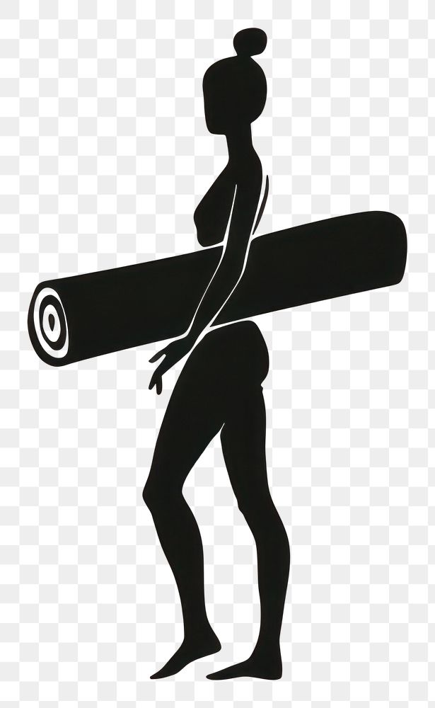 PNG Logo of person holding yoga mat silhouette standing cartoon.