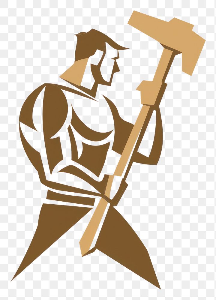 PNG Logo of person holding hammer symbol architecture cartoon.