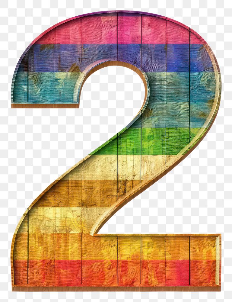 PNG  Rainbow with number 2 pattern font white background.