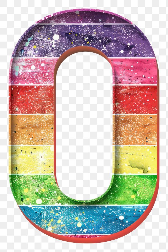 PNG  Rainbow with number 0 pattern font text.