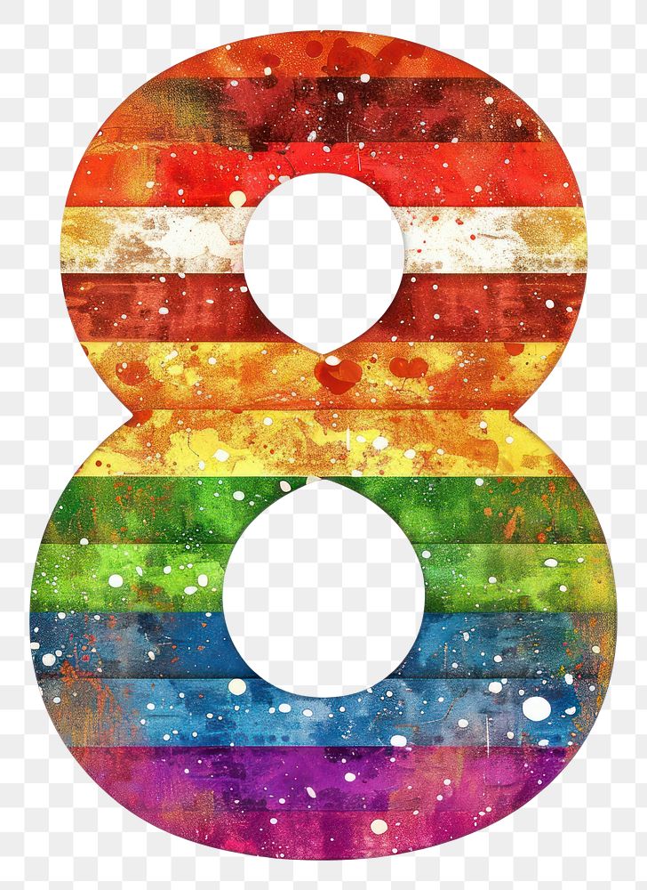 PNG  Rainbow with number 8 pattern symbol font.