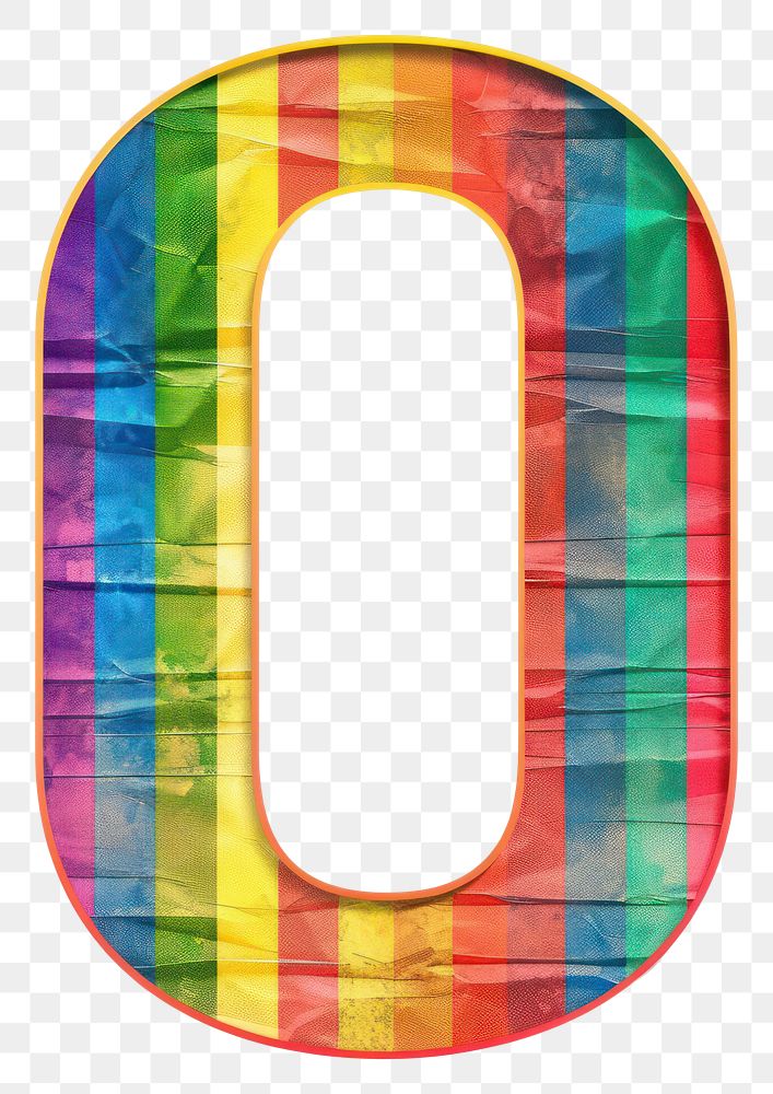 PNG  Rainbow with number 0 pattern font white background.