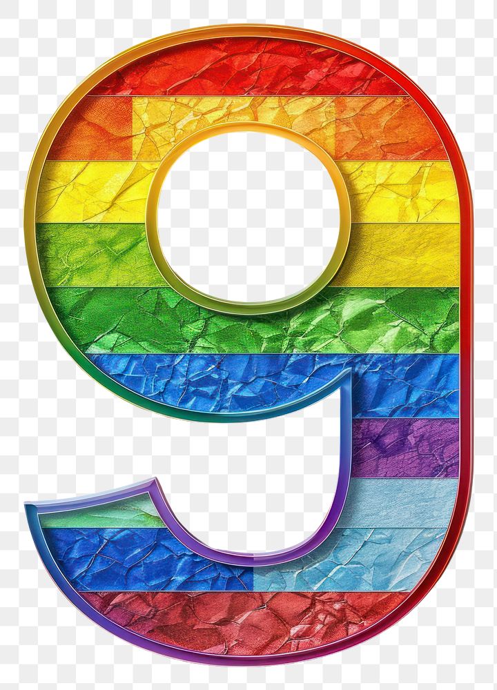 PNG  Rainbow with number 9 pattern font text.