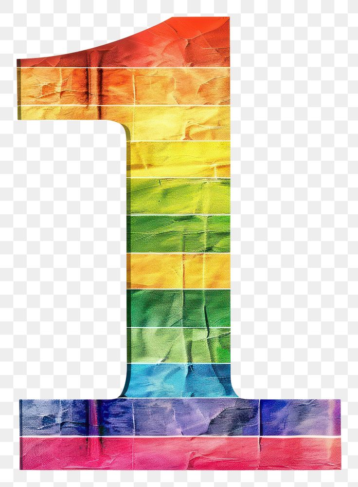 PNG  Rainbow with number 1 pattern paper font.