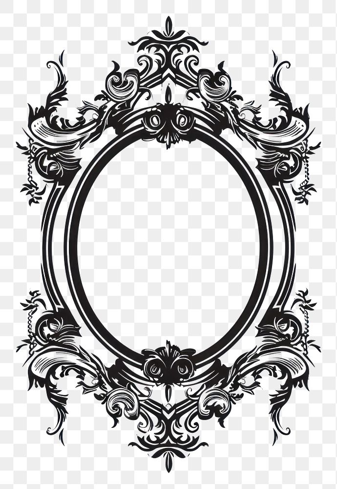 PNG Luxury mirror drawing black white background.