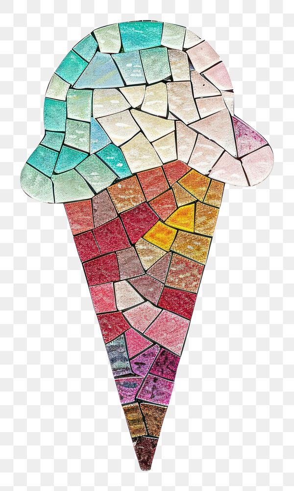 PNG Mosaic tiles of ice cream shape art white background.