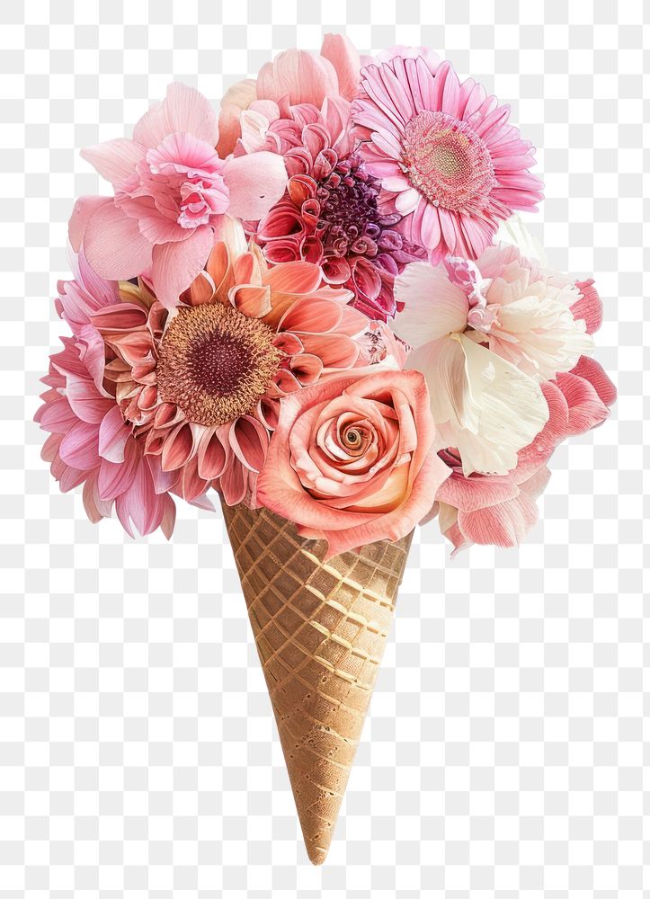 PNG Flower Collage ice cream cone flower dessert plant.