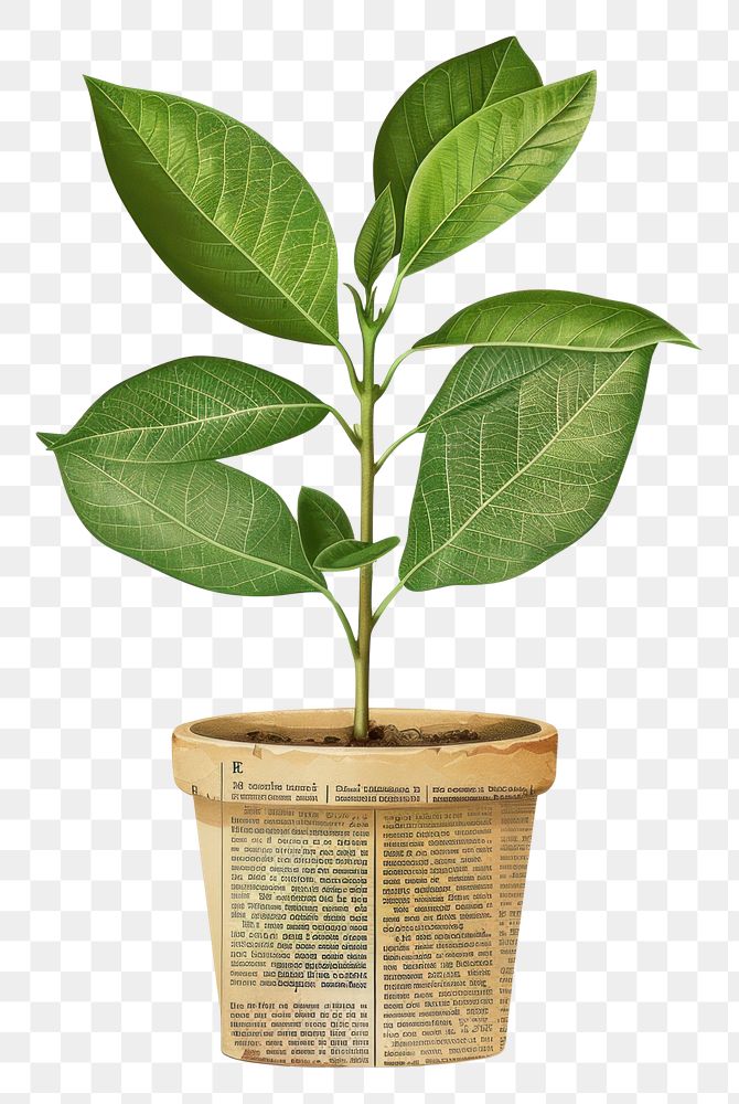 PNG Ephemera paper potted plant leaf houseplant flowerpot.
