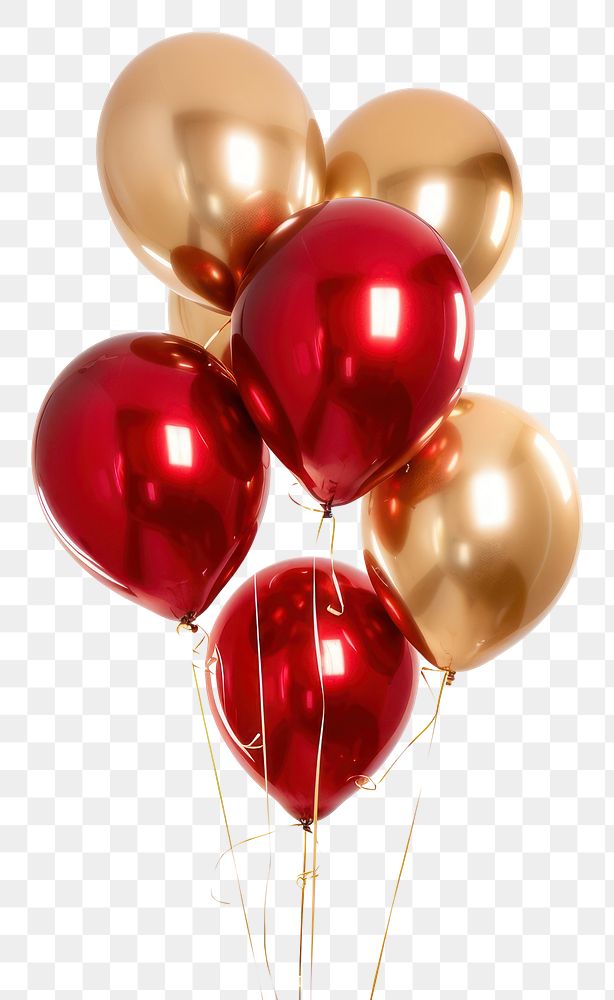 PNG Golden and red party balloons white background celebration anniversary
