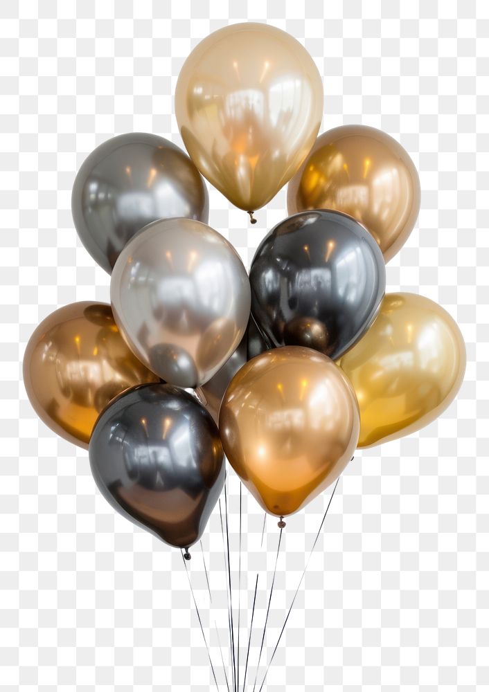 PNG Golden and sliver balloons arrangement celebration anniversary.