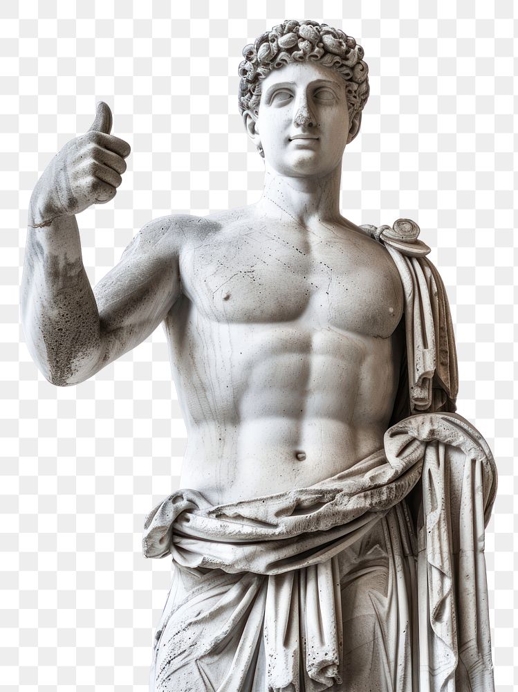 PNG Greek statue thumbs up sculpture art white background