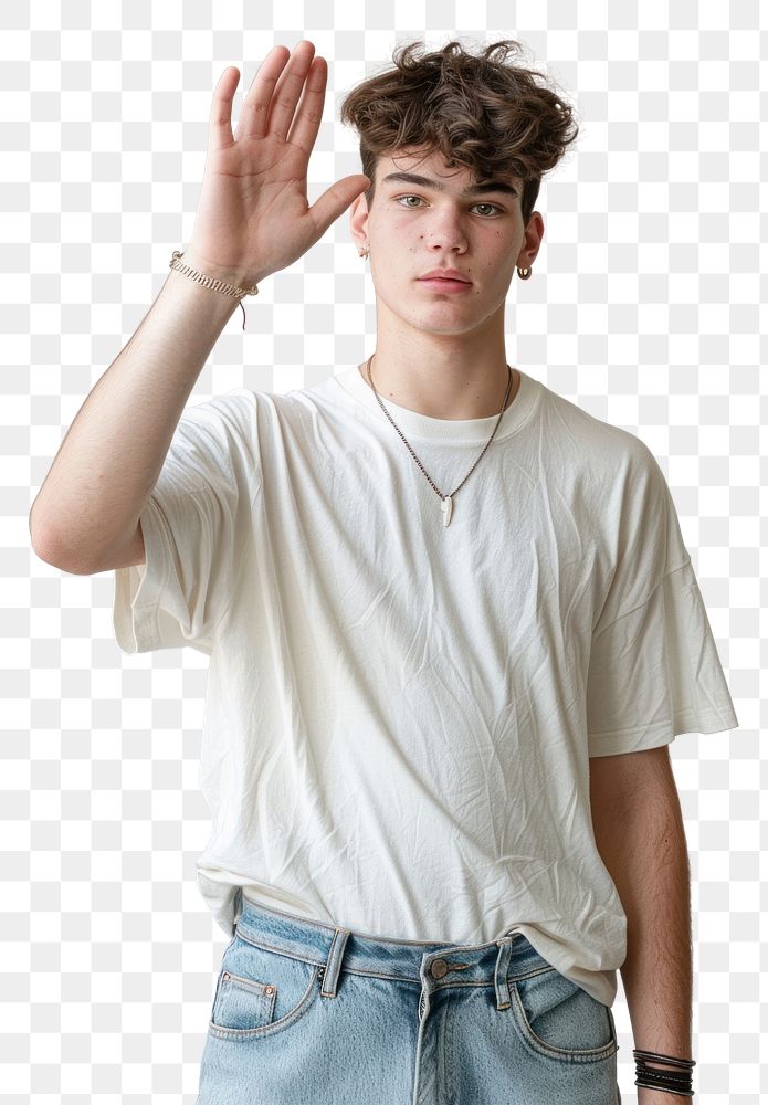 PNG Waving hand portrait t-shirt sleeve.