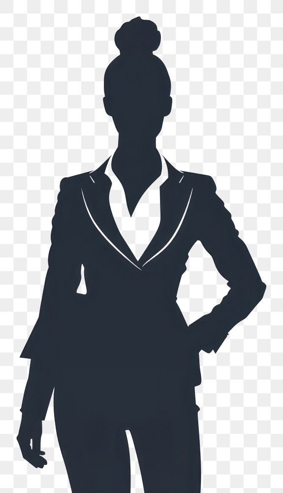 PNG Businesswoman silhouette clip art adult black white background.