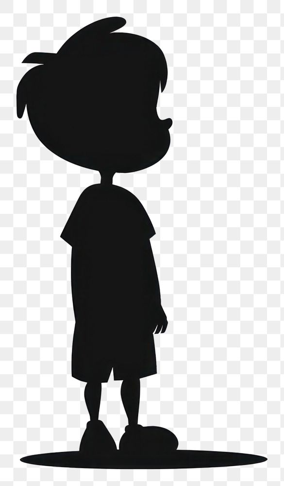 PNG Little boy silhouette clip art black white background monochrome.