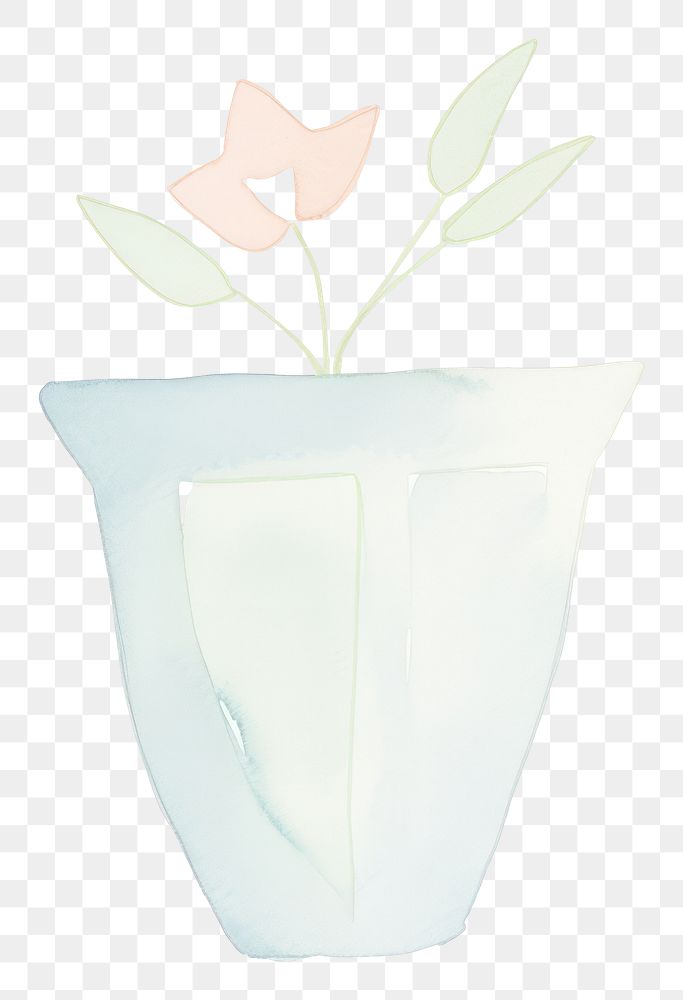 PNG Watercolor abstract flower vase petal plant white.