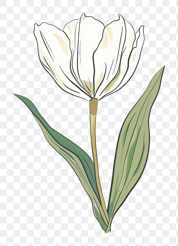 PNG White tulip blossom flower plant.
