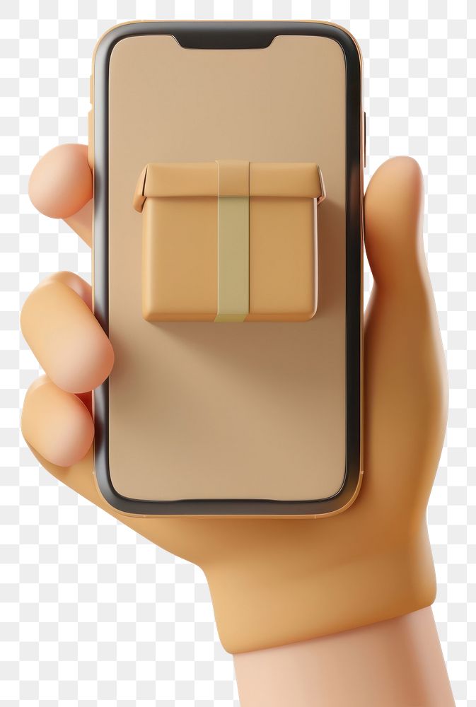 PNG Hand holding box out from phone disk electrical device.