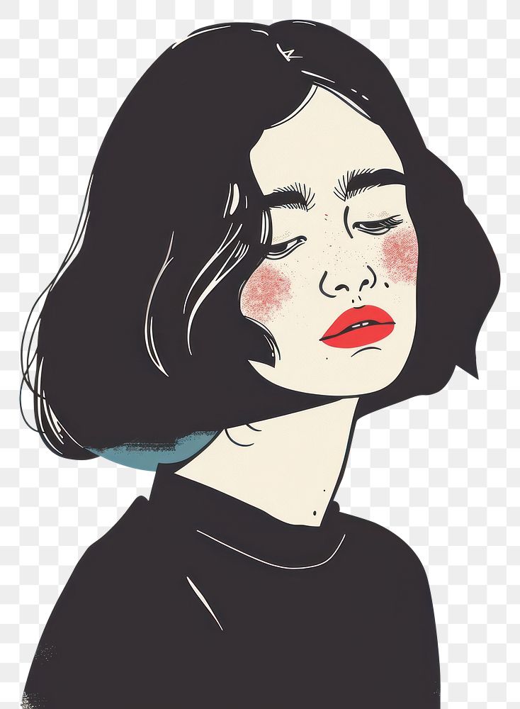 PNG Drawing of dreamy sad painting portrait adult.