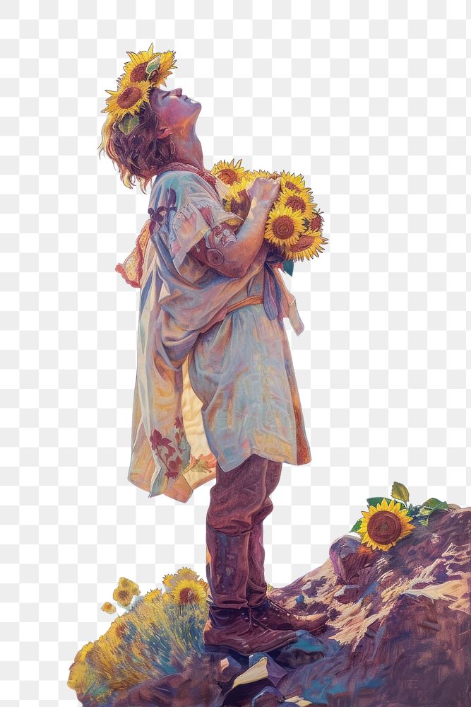 PNG A Midsummer sunflower painting person