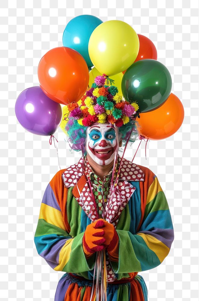 PNG  Balloon joker seller performer clothing carnival.