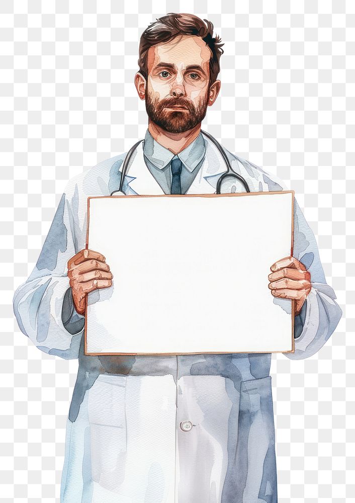 PNG  Man Costume doctor holding blank notice board portrait photography accessories.