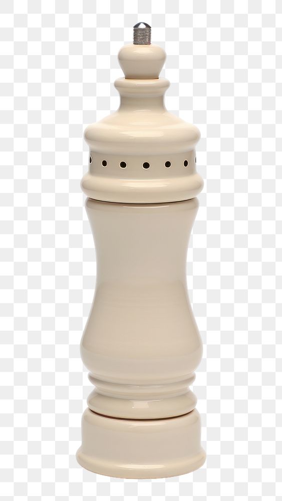 PNG A beige ceramic pepper mill chess white background chessboard.