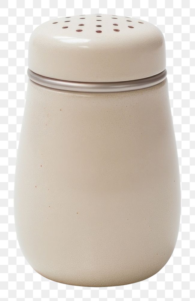 PNG A beige salt shaker porcelain white background simplicity.