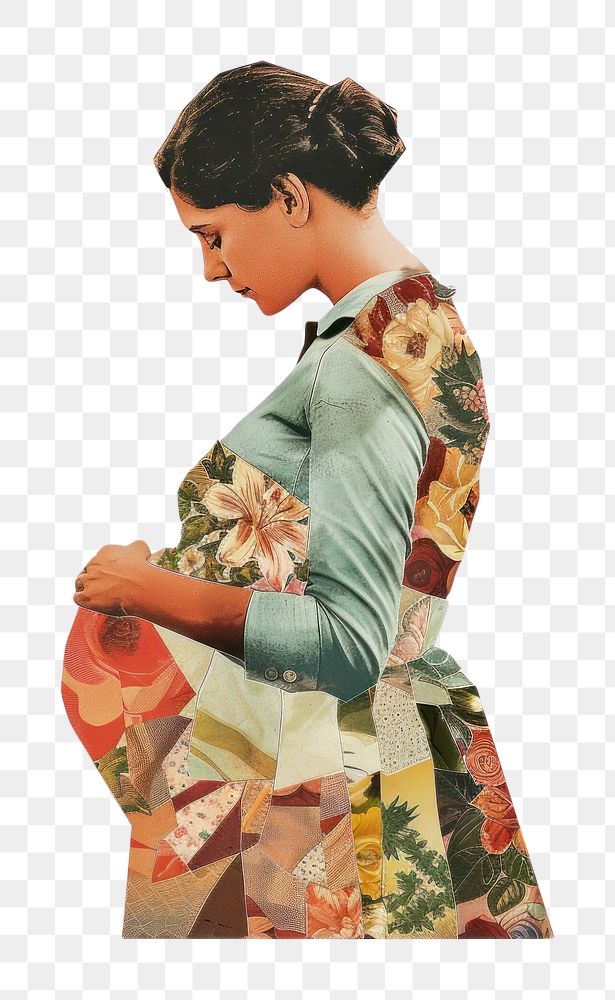 Woman pregnant shape collage cutouts clothing apparel fashion