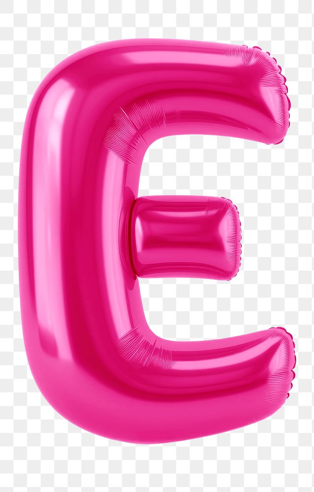 Letter E png 3D pink balloon alphabet, transparent background