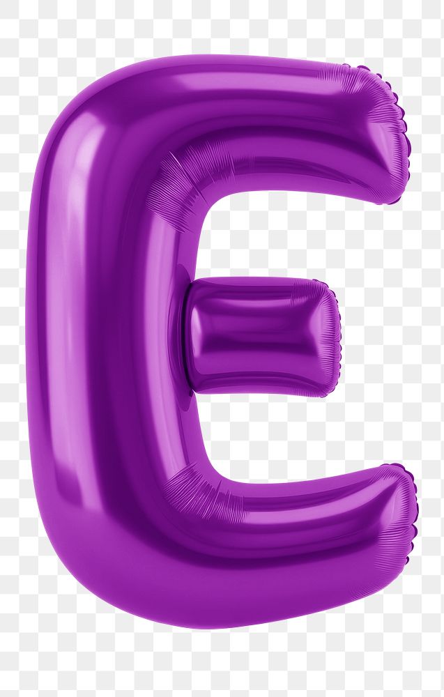 Letter E png 3D purple balloon alphabet, transparent background
