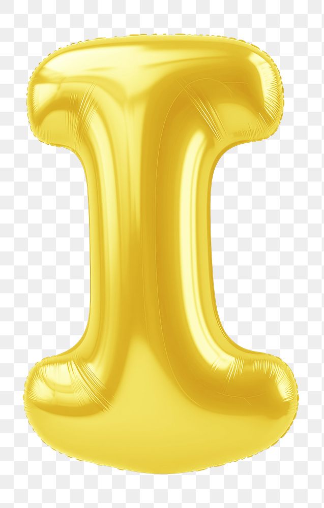 Letter I png 3D yellow balloon alphabet, transparent background