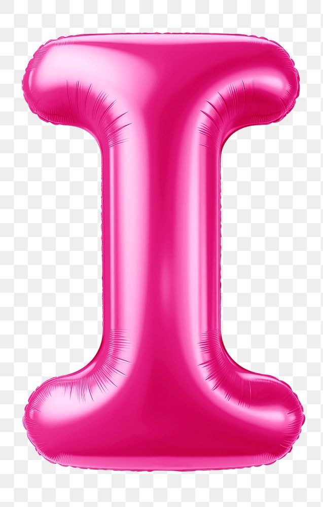 Letter I png 3D pink balloon alphabet, transparent background