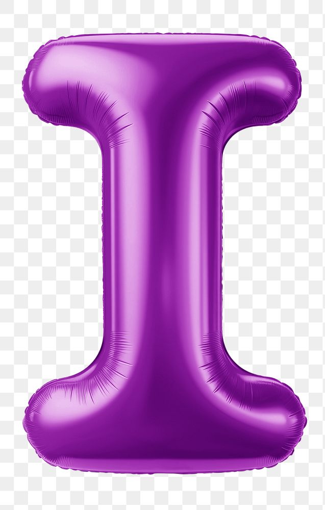 Letter I png 3D purple balloon alphabet, transparent background