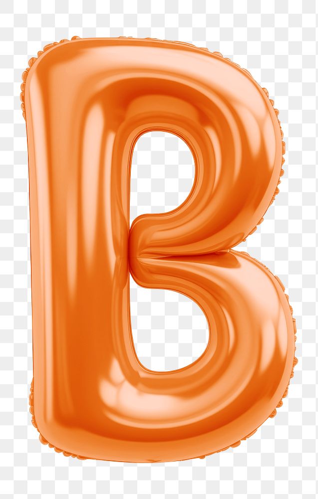 Letter B png 3D orange balloon alphabet, transparent background