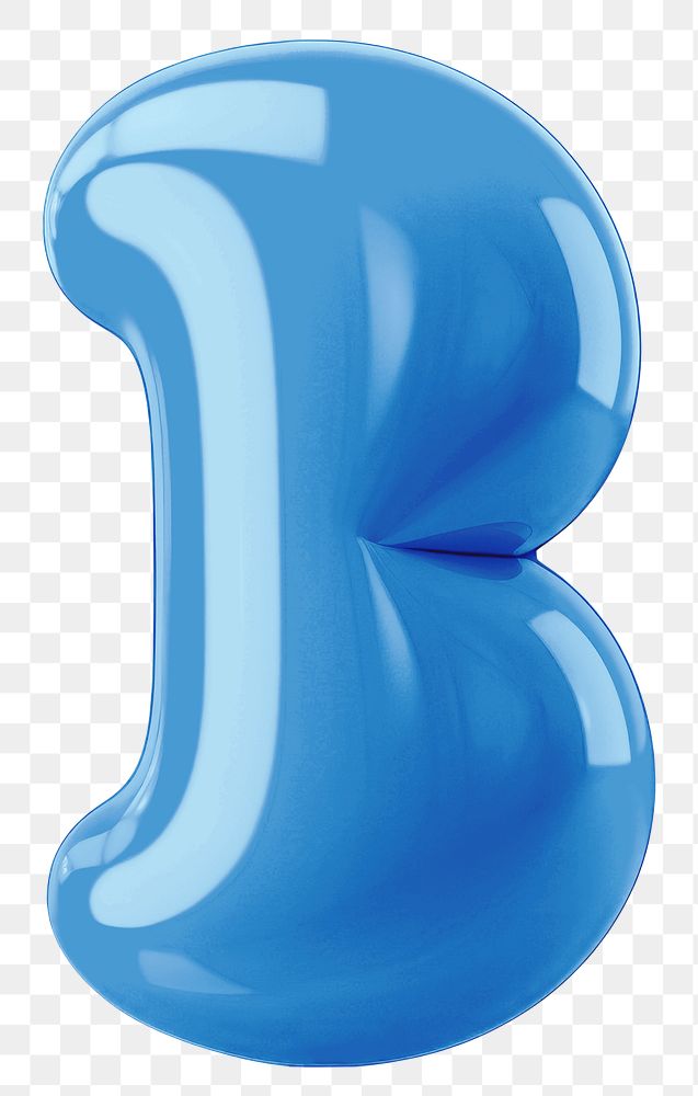 Letter B png 3D blue balloon alphabet, transparent background