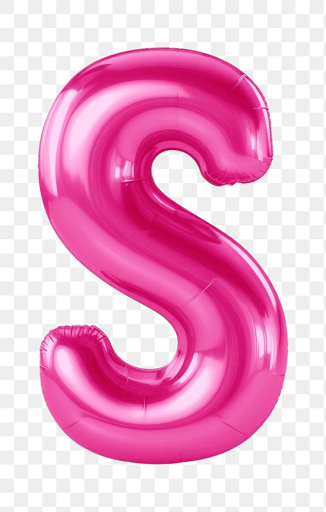 Letter S png 3D pink balloon alphabet, transparent background