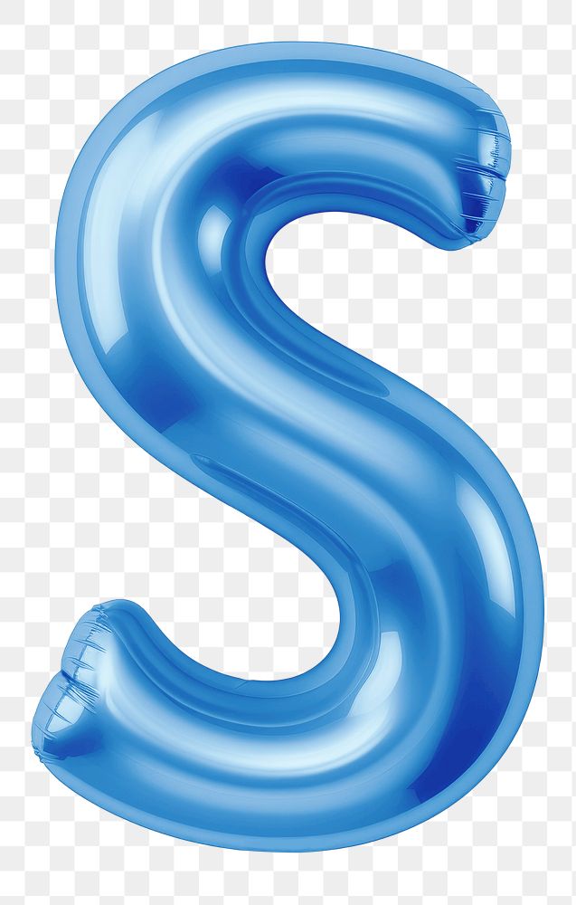 Letter S png 3D blue balloon alphabet, transparent background