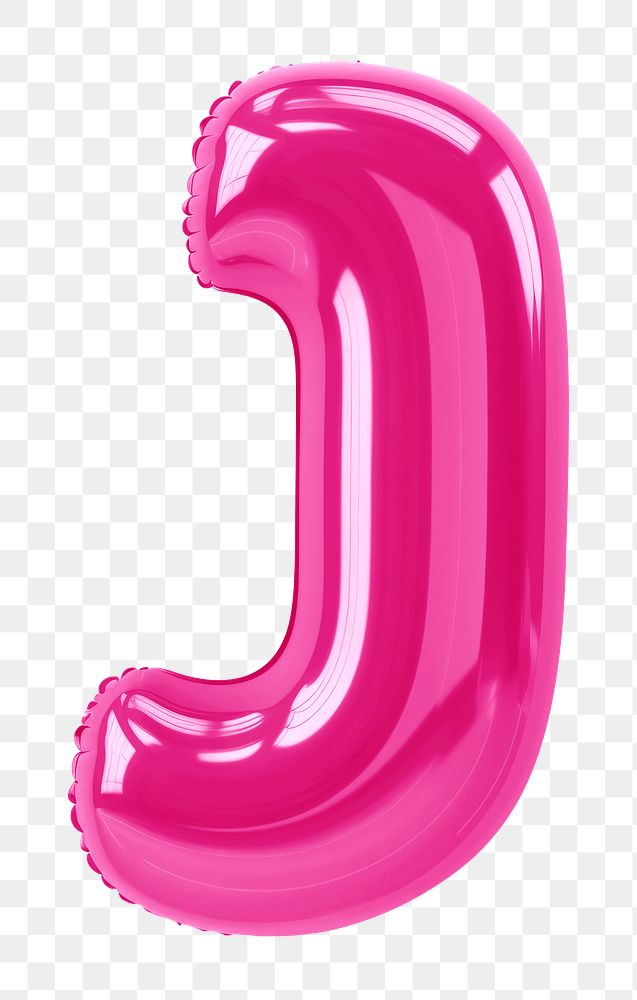 Letter J png 3D pink balloon alphabet, transparent background