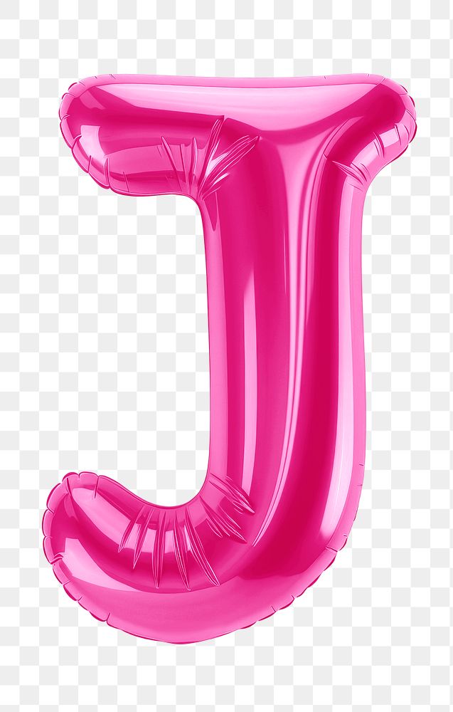 Letter J png 3D pink balloon alphabet, transparent background