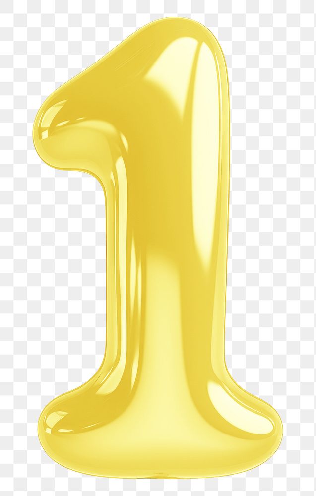 Number 1  png yellow  3D balloon, transparent background