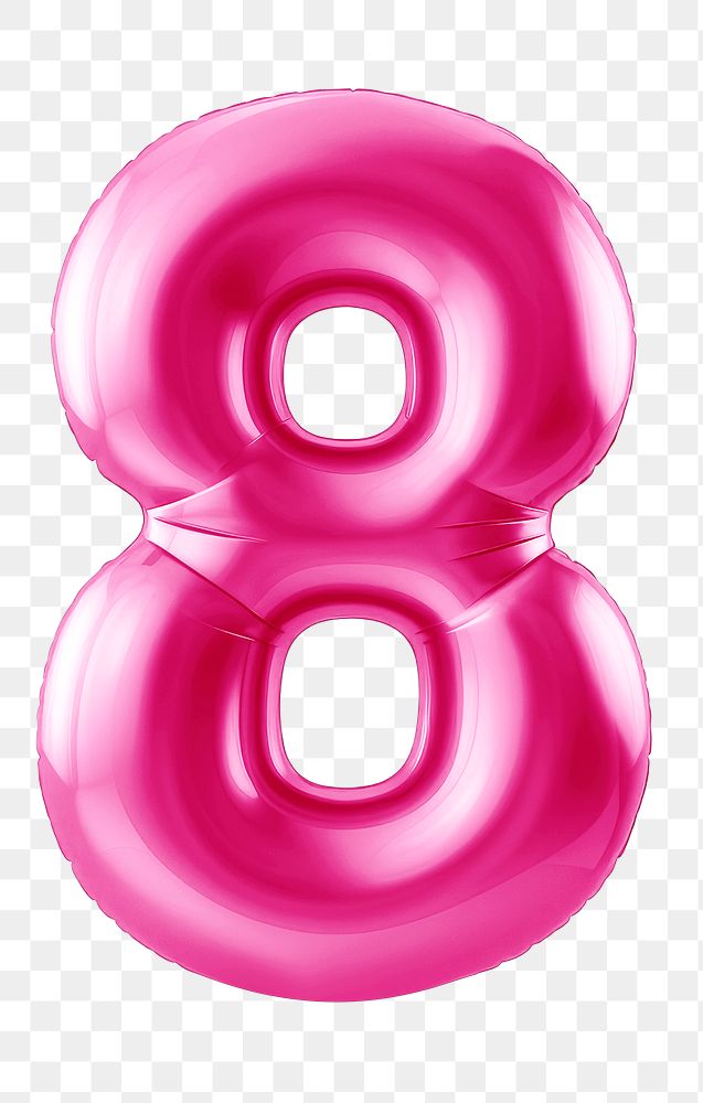 Number eight png pink  3D balloon, transparent background